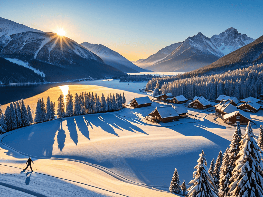 Winter travel scenic mountain landscape