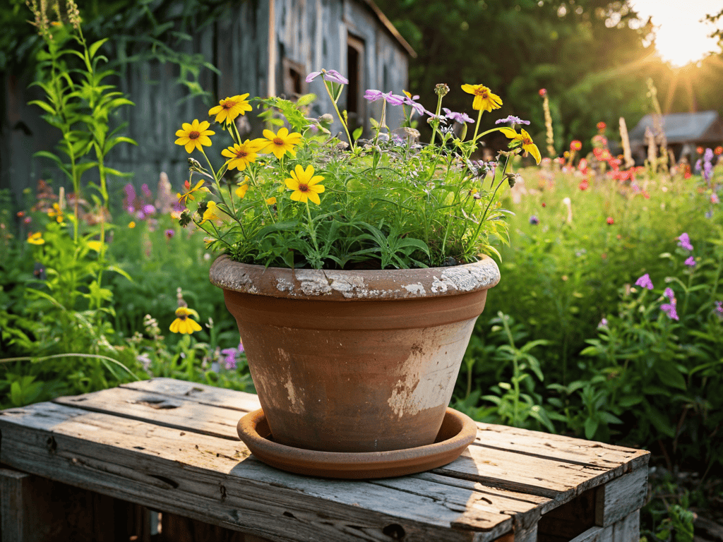 Trash to Terracotta garden decor